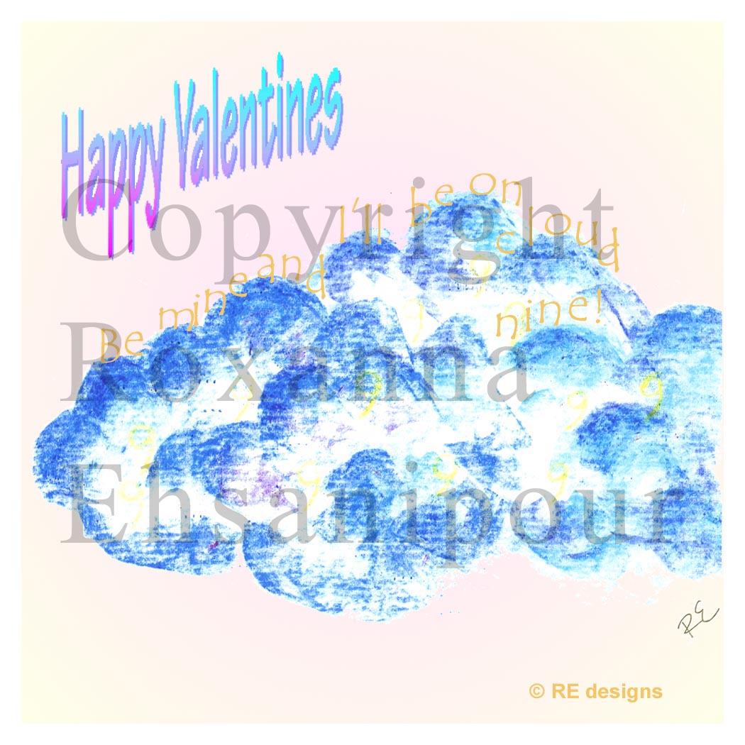Valentine's Day Card, Cloud Design 