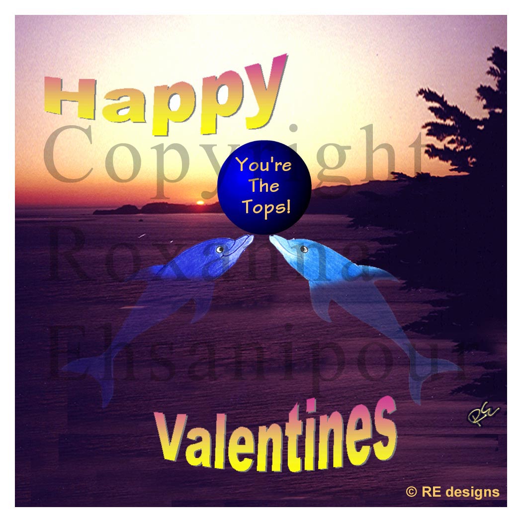 Valentine's Day Card, Dolphins Design
