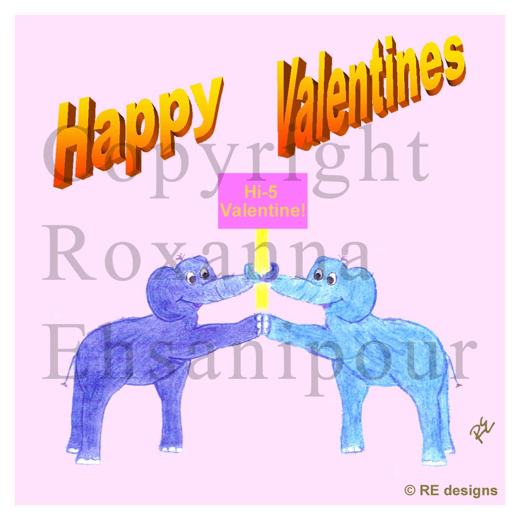 Valentine's Day Card, Elephants Design