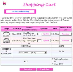 Hani rings shopping cart checkout page