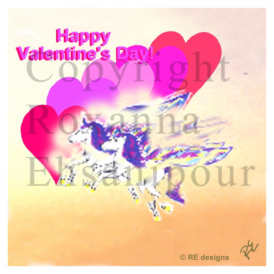 Valentine's Day Card, Unicorns Design